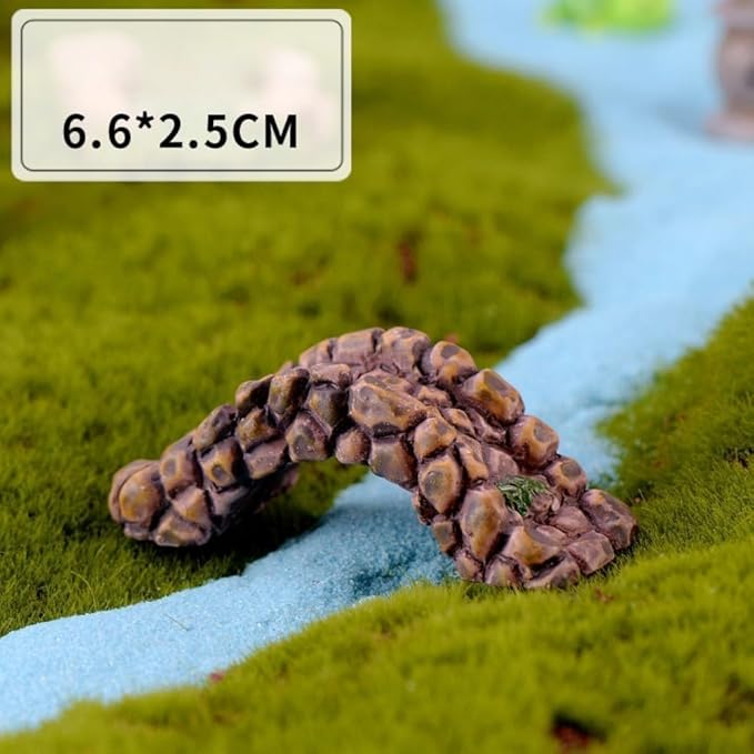 Miniature Resin Bridge, 6.6 x 2.5 cm, Dollhouse Decor, Garden Decoration Resin Craft Mini Bridge Outdoors Artificial Bridge Set Arch Plank Bridge Rockery Bonsai House Garden Decor