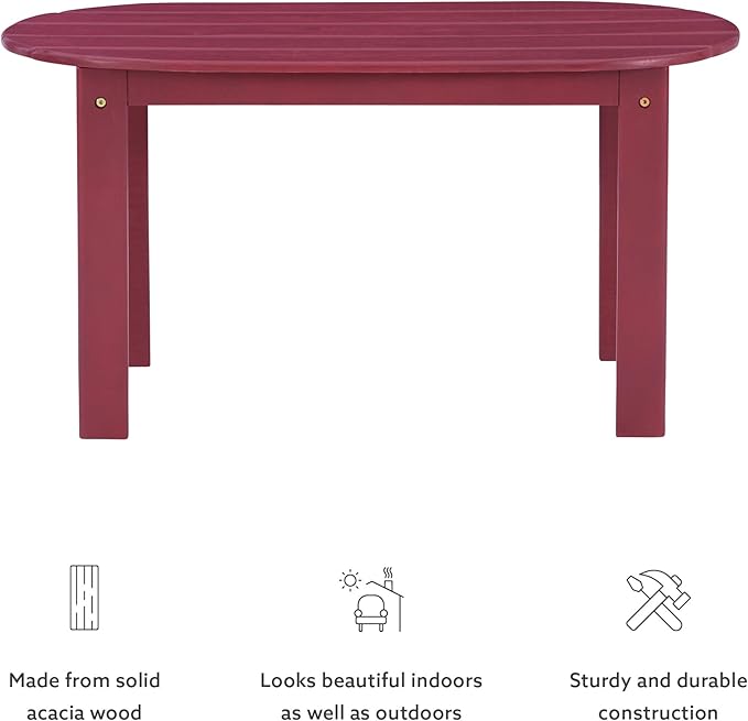 Linon Jayde Adirondack Coffee Table, Red, 21.06D x 38.39W x 3.94H in