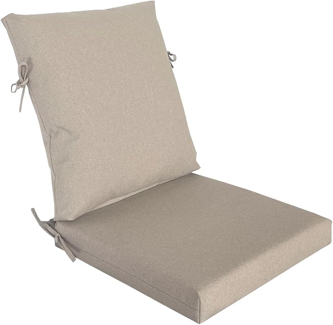 COZYVIDA Outdoor Dining Chair Cushion, Set of 1, 20" x 42",Water-Proof, UV-Resistant 1000+ Hrs, 30D Foam with Recycled Fiber Fill, YKK Zippers, Natural Linen-TPU