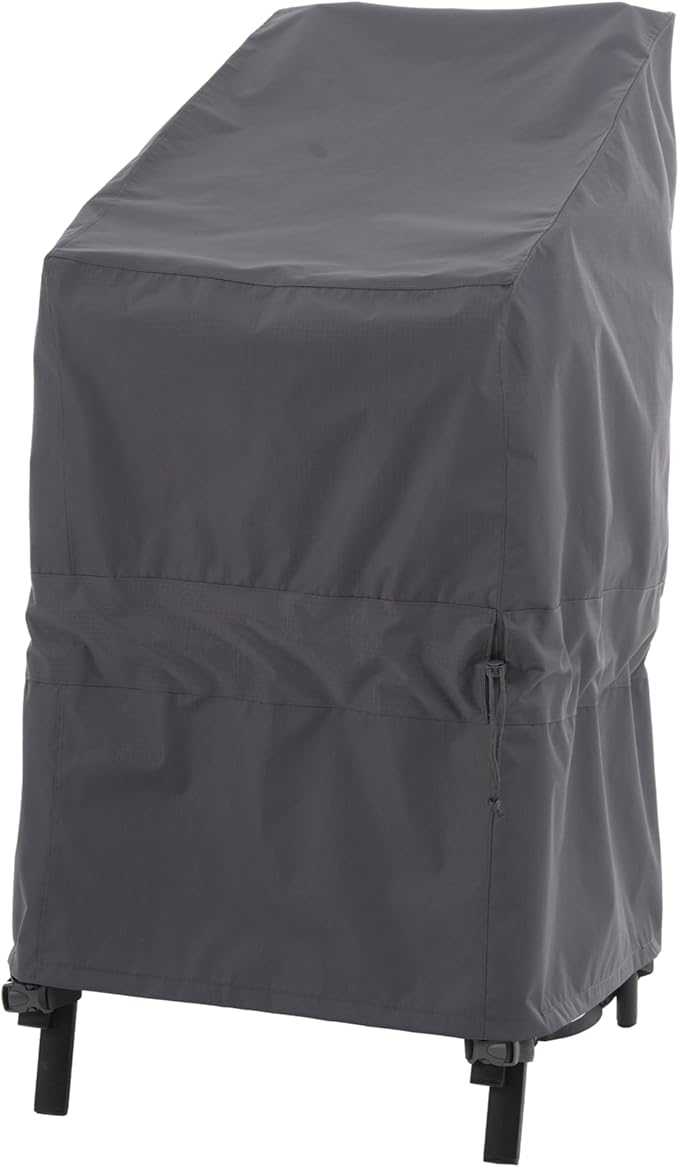 WJ-X3 Stackable Patio Chair Cover, Heavy Duty, Wind Resistant and Waterproof Outdoor Lawn Chair Covers, 28W x 36D x 45H, (4-6 Stacked Chairs), Grey,1-Pack