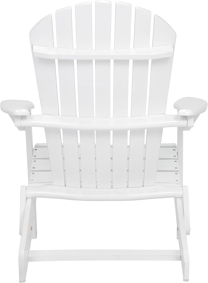 Merax Folding Adjustable Acacia Wood Adirondack Chairs, Water Proof Outdoor Wooden Fire Pit Lounge Reclining Chair for Yard, Garden, Patio, White