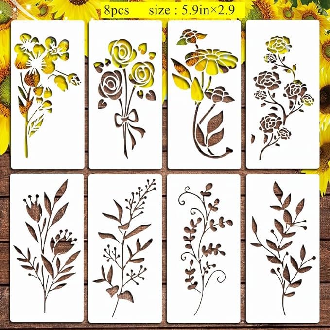 Garden Fence Large Flower Stencils - Reusable Floral Stencil DIY Decoration for Painting on Wood Walls Pattern, Jumbo Sunflower Yard Spray Paint Big Crafts Floor Stencils (CP-23)