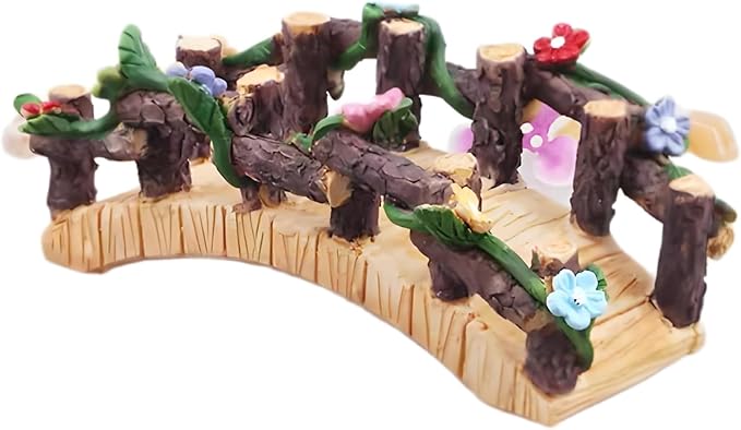 Miniature Fairy Garden Bridge Figurine – 3.8x1.4in Resin Craft Flower Ornament for DIY Landscape, Fish Tank,Fairy Garden Decoration, Garden Display, Creative Tabletop Décor&Collectible Resin Accessory