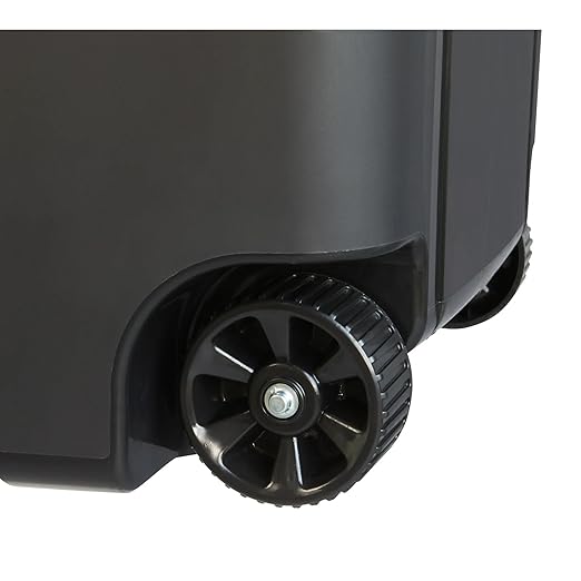 45-Gallon Heavy-Duty Wheeled Trash Can with Attached Lid, Black, Outdoor Garbage Bin