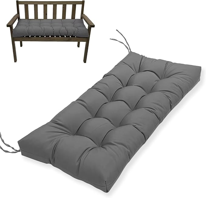 MTMR Water-Repellent Tufted Outdoor Bench Cushion-44X19 Inch Porch Swing Cushion with High Elasticity PP Cotton and Durable Ties, Thick Patio Bench Cushion for Outdoor Furniture, Indoor Window Cushion