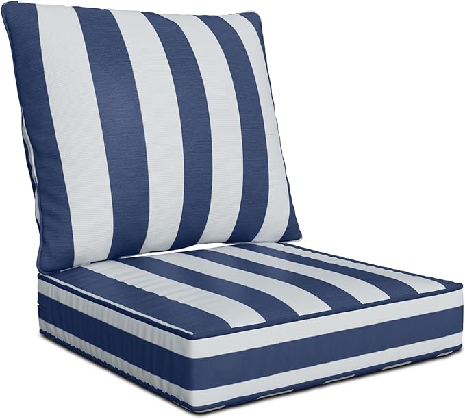22" x 22" x 6" Outdoor Deep Seat Cushions - Waterproof & Fade Resistant Patio Furniture Replacement Cushions, Non-Slip Outdoor Cushions Fit Loveseats, Couches, Chairs, and Sofas