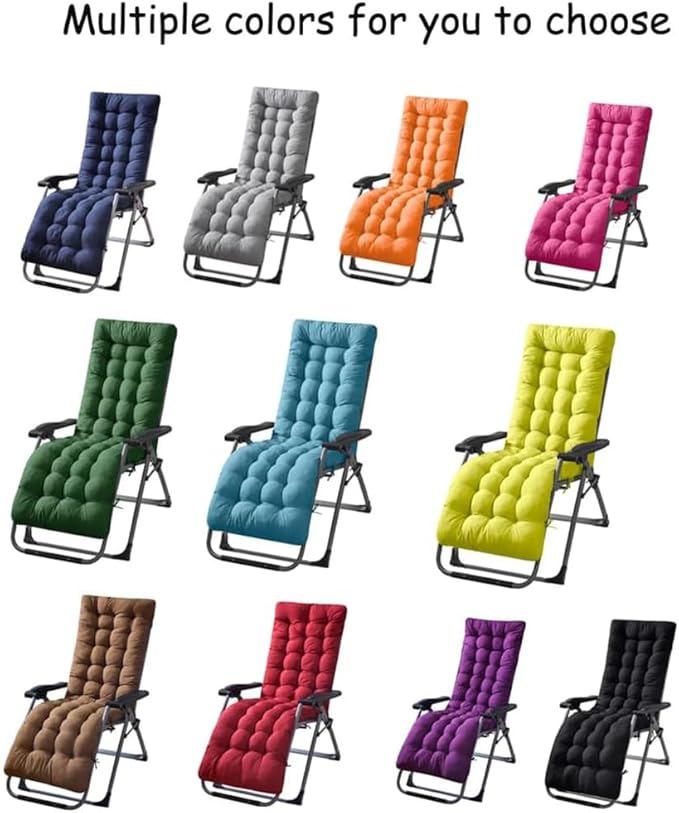 Patio Chaise Lounger Cushion, Lounge Chair Recliners Chair Cushions, Rocking Chair Sofa Cushion with 6 Ties,Thick Padded Swing Bench Cushion，61x18.89x3.14in (Dark Grey)