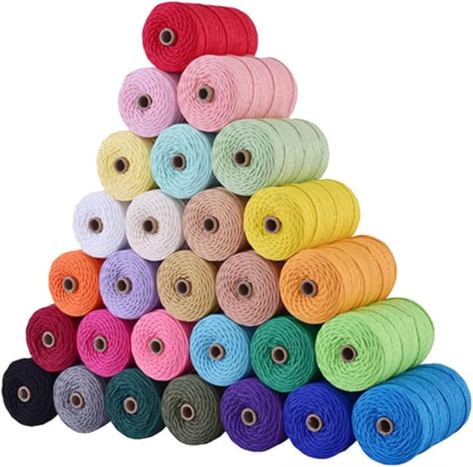 FLIPPED 100% Natural Macrame Cord,3mm x220 Yards Cotton Macrame Cords Colored Cotton Macrame Rope Craft Cord for DIY Crafts Knitting Plant Hangers Christmas Wedding Décor (Beige, 3mm*220yards)