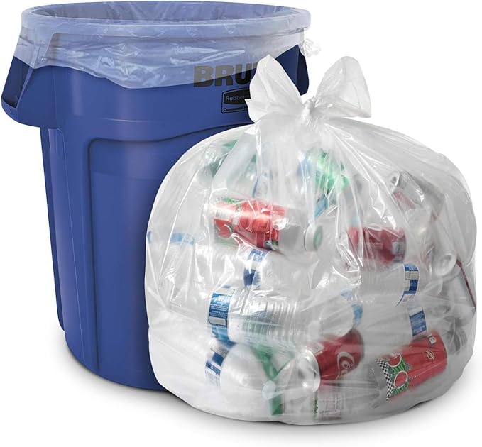 Aluf Plastics 45 Gallon 0.9 MIL Clear Garbage Bags - 36" x 47" - Pack of 400 - For Industrial, Healthcare, & Municipal