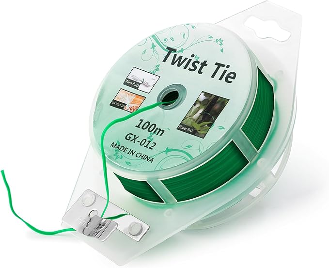 100m Garden Cable Ties & Cutters, Reusable Green Wire Twist Ties for Climbing Plants & Home Organization