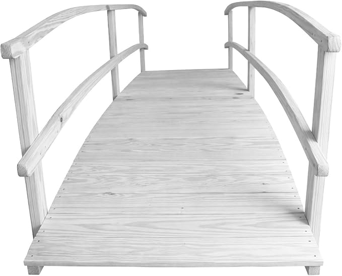 12 FT White Amish Made Garden Bridge with Double Rails for Walkway, Backyard Pond & Landscaping, Outdoor Wooden Footbridge for Koi Pond, Japanese Style Decorative Bridge, Made in USA