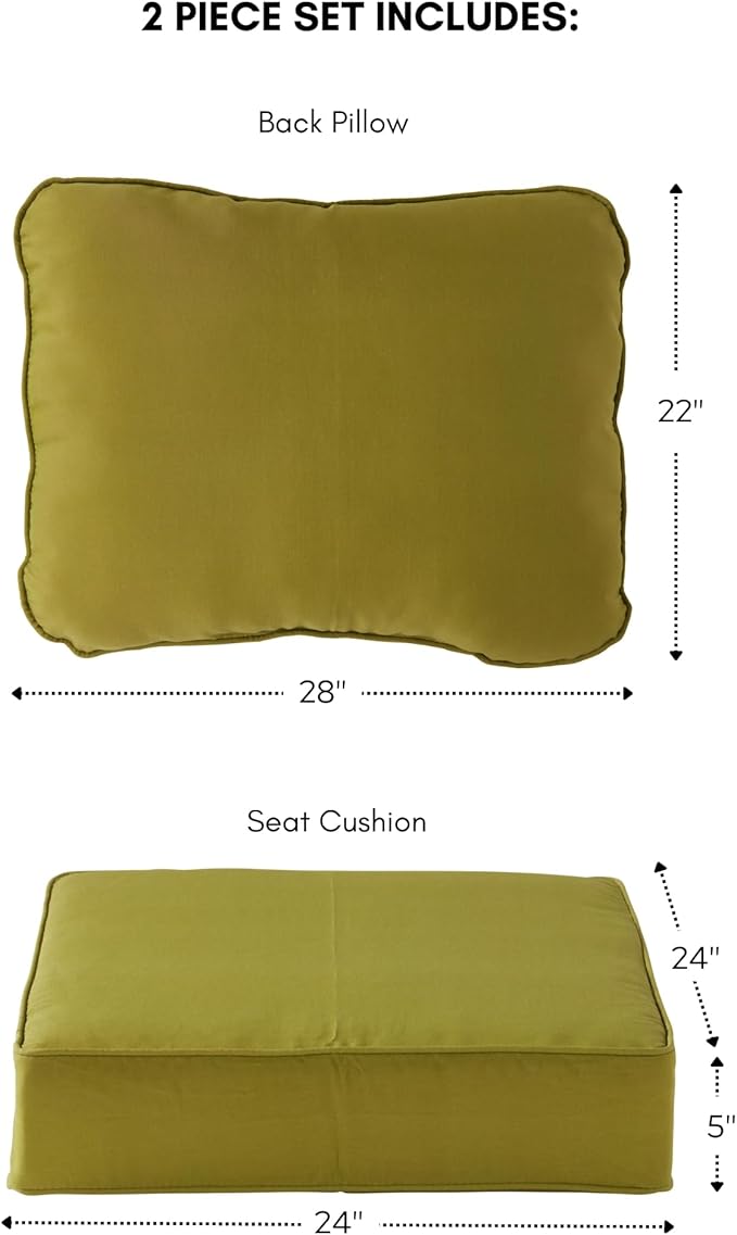 Greendale Home Fashions Outdoor Reversible 2-Piece Deep Seat Cushion Set, Lime