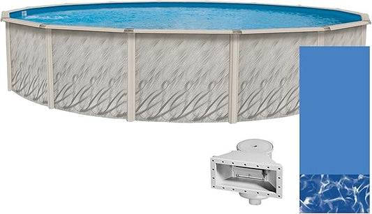Lake Effect Pools 'Meadows Reprieve' 24' Round Above Ground Swimming Pool | 52" Inch Height | Resin Protected Steel Sided Walls | Includes a Swirl Bottom Overlap Pool Liner and Widemouth Skimmer