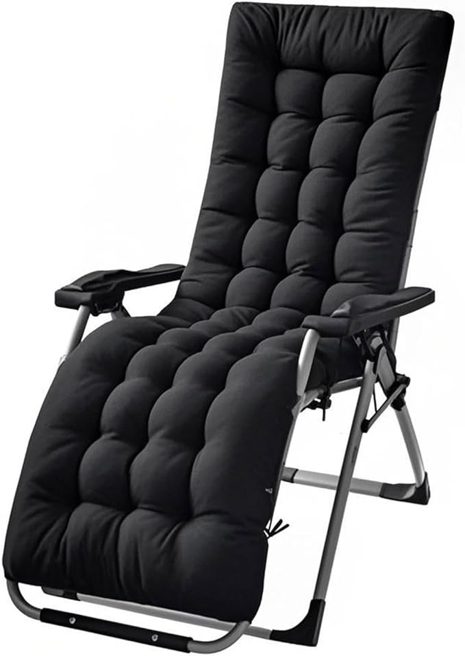 ERWUDEling Zero Gravity Lounge Chair Cushion Replacement 67 Inch, Thick & Soft Patio Furniture Cushion for Outdoor/Indoor Use, Waterproof Non-Slip with 6 Ties, Black (19 x 67 x 4 Inches)