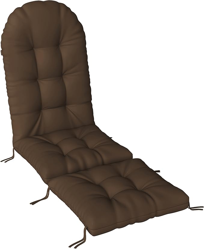 Adirondack Chair Cushion with Ottoman, Folding Adjustable Adirondack Seat Cushions, Waterproof Adirondack Patio Chair Pads for Garden, Deck, or Poolside, Small-Brown-1