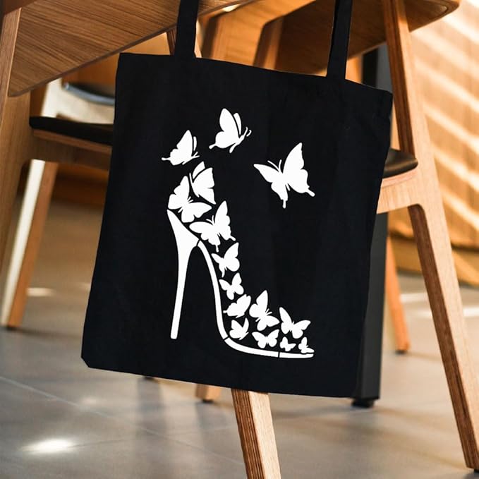 FINGERINSPIRE 4PCS Butterfly Female Painting Stencil with Plastic Brush 8.3x11.7inch Woman Silhouette Drawing Template Butterfly Dress High Heel Stencil Fantasy Theme Template for Painting on Wood