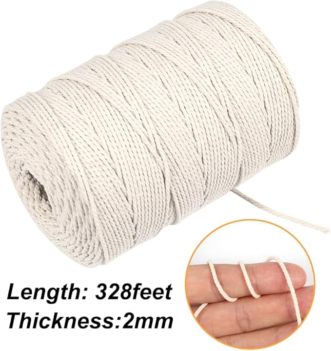 Vivifying Butchers Twine, 656 Feet 2mm Food Safe Cotton Bakers String for Tying Meat, Trussing Turkey, Making Sausage, Roasting, Cooking and Packing(Beige)