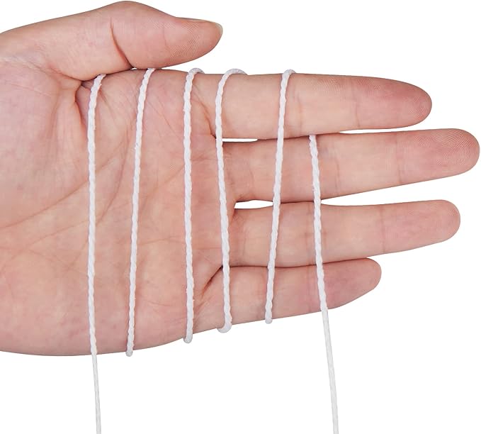 Ohtomber White Cotton Butchers Twine - 656 Feet 2MM Thick String, Natural Garden Gift Wrapping Kitchen Cooking Bakers Twine String Rope for Meat and Roasting, Crafts Gardening