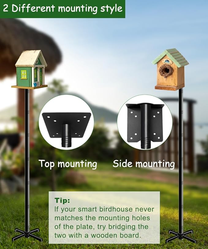 90 Inch Bird House Pole Mount Kit, Adjustable Heavy Duty Bird Feeder Pole for Outdoors, Universal Mounting Post Set with 5-Prong Base, Black, 1 Pack