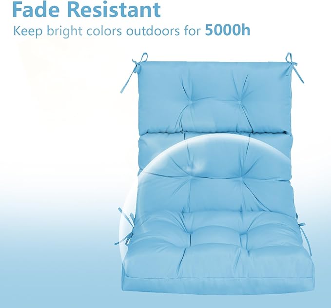 High Back Chair Cushions Set of 2, Adirondack Chair Cushion with Waterproof, Rocking Chair Cushion for Outdoor Patio, Garden Porch 45”x 22”x 4 (2, Sky Blue)