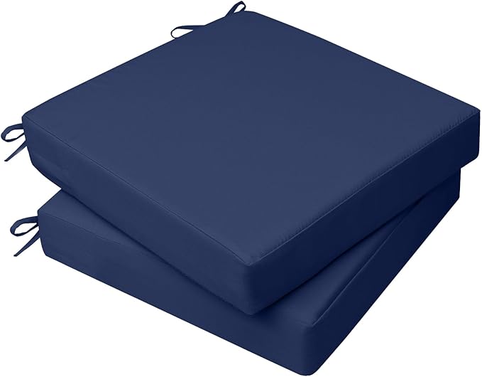 AAAAAcessories Outdoor Seat Cushions for Chairs, Waterproof, Fade-Resistant, 18.5" x 16" x 3", Patio Furniture Replacement Cushions, Set of 2, Navy Blue