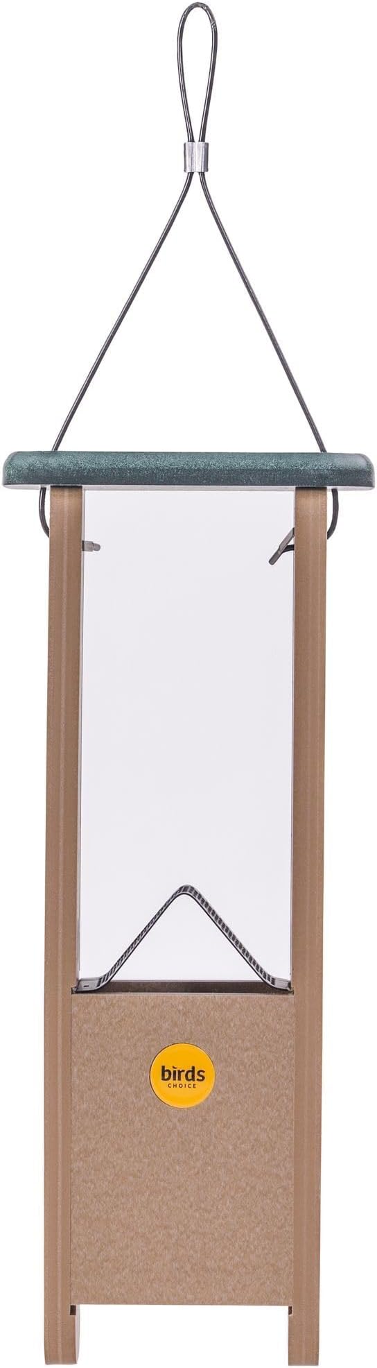 Birds Choice SNWP Peanut and Suet Nugget Bird Feeder, Woodpecker Bird Feeder, 1.25 Quarts, Taupe/Green