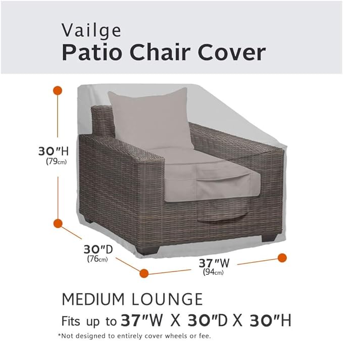Vailge Patio Chair Covers, Lounge Deep Seat Cover, Heavy Duty and Waterproof Outdoor Lawn Patio Furniture Covers (4 Pack - Small, Grey)