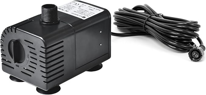 ECO-WORTHY 449 GPH Solar Powered Water Fountain Pump Upgraded Dry-run Protection Brushless Submersible Pump 12V-24V DC with 16.4ft(5M) Power Cord, 10.17 ft High Lift, 2Nozzles for Pond, Hydroponics