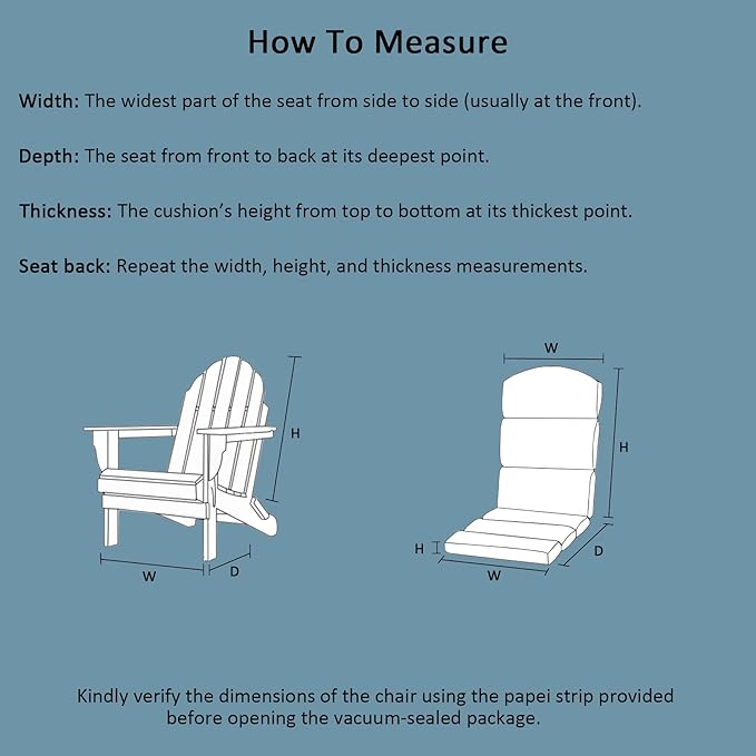 50"x20" Adirondack Chair Cushions Set of 2, Outdoor Rocking Chair Cushions Water-Resistant Weather Resistant High Back Patio Replacement Cushions,Folding Patio Chair Pad
