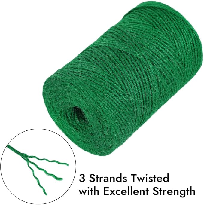 Tenn Well Garden Twine, 500 Feet 2mm Green Jute Twine for Gardening, Plant Ties for Climbing Plants, Tomatoes, Crafts