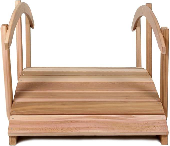 All Things Cedar FB96-R Garden Bridge with Side Rails | 8-Ft Cedar Wood Bridge for Gardens, Backyards & Streams | Easy to Assemble & Made from Untreated Western Red Cedar | 94x38x36