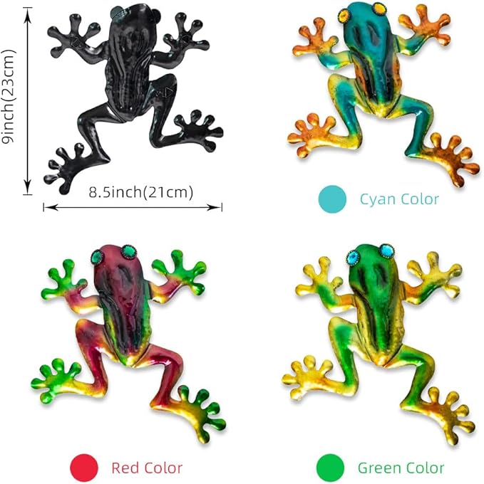 Frog Decor, Outdoor Wall Art, Metal Frog Wall Decor for Fence, Garden, Patio, Yard, Outside Gifts for Adults (3 Pieces)