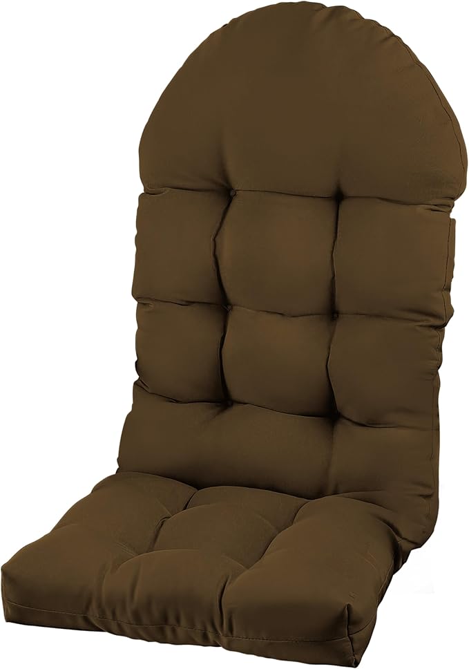 Large Adirondack Chair Cushion, Rocking Chair Cushion 50x20.8x4 inch, High Back Patio Cushions of Upper and Lower with Ties, Sunscreen and Fade-Resistant (Brown, 1)