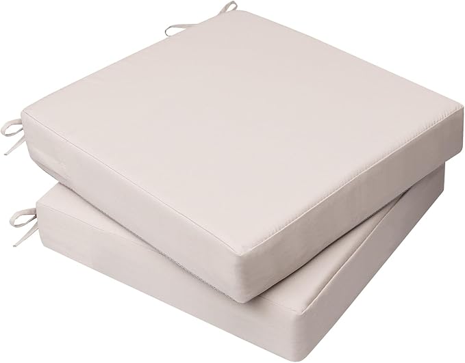 AAAAAcessories Outdoor Seat Cushions for Chairs, Waterproof, Fade-Resistant, 18.5" x 16" x 3", Patio Furniture Replacement Cushions, Set of 2, Sandstone Beige
