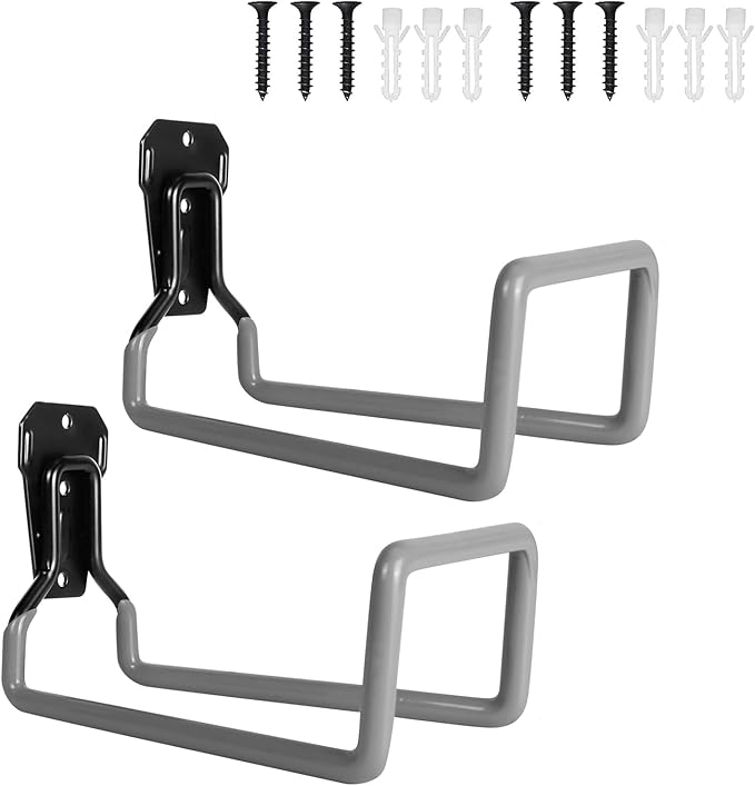 2 Pcs Garden Hose Holder Hanger Wall Mount, Heavy Duty Water Hose Holder for Outdoor/Indoor Use in Yard, Metal Durable Hose Hooks, Ideal for Water Hose Storage (Gray)