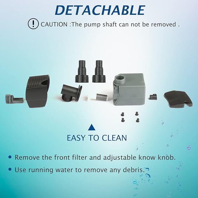 WaterRebirth HSUP5000F Versatile Submersible Pump - Fountain Jets for Ponds, Fish Tanks, Water Gardens - Aquarium & Pond Pump (5000L/H)