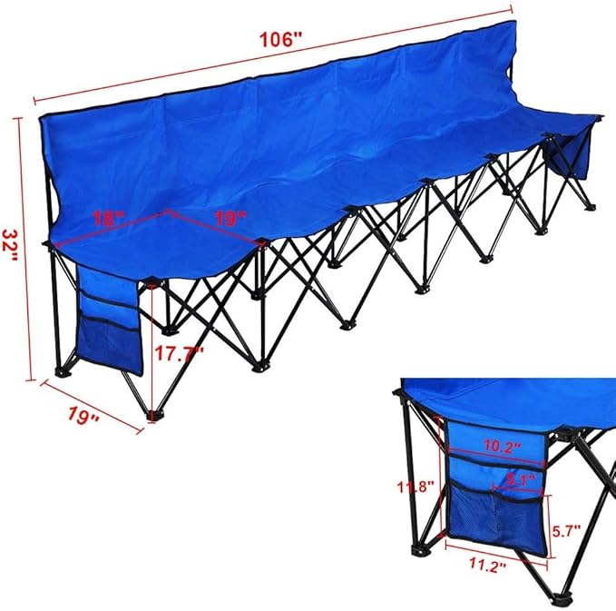 Yaheetech Foldable Sideline Bench 600D Oxford Double Layer Fabric