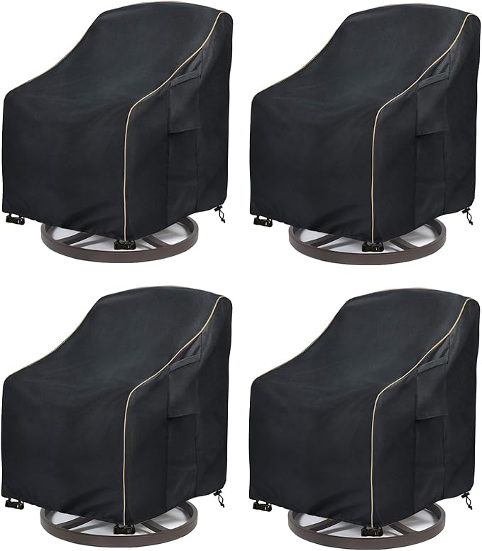Patio Swivel Chair Cover 4 Pack,Waterproof Heavy Duty Outdoor Chair Covers,Outdoor Swivel Chair Cover for Patio Furniture Covers(33W x 35D x 36H inches),Black