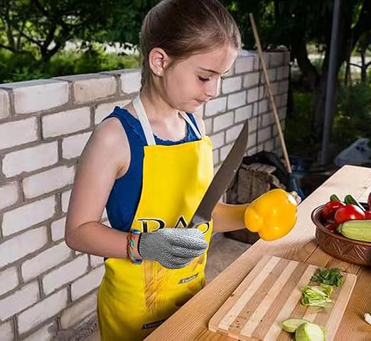 2 Pairs Cut Resistant Gloves for Kids 10-13 Years, Level 5 Protection Cutting Gloves Food Grade for Cooking, Whittling, Wood Carving, Gardening and DIY(Pink-XS)
