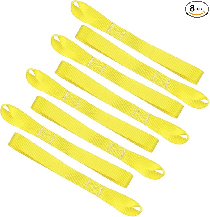 Soft Loop Tie Down Straps 1800Lbs Load Capacity, Tie Down Loops for Securing ATV UTV Motorcycles Scooters Dirt Bikes Lawn Garden Equipment Yellow (8 Pack)