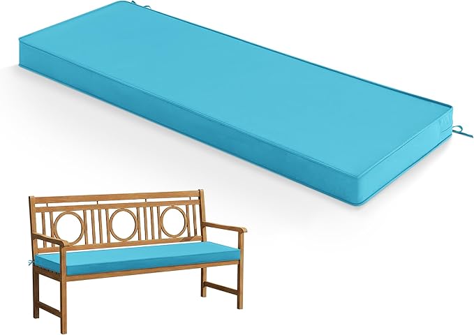 Outdoor Bench Cushion: Waterproof and Fade Resistant Patio Furniture Cushions - Non-Slip Bench Pad Cushion with Removable Cover for Garden Swing Porch Sofa Settee, 48 x 18 x 3 Inch, Teal
