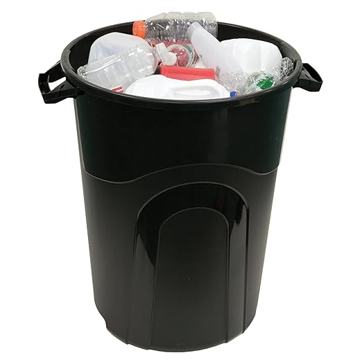 32 Gallon Trash Can with Click Lock Lid, Heavy-Duty Injection Molded Plastic Wastebasket, Large Garbage Bin for Kitchen, Outdoor, Commercial Use
