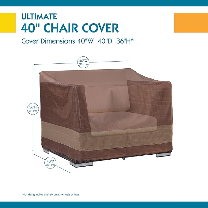 DUCKCOVERS Ultimate Waterproof 40 Inch Patio Chair Cover, Outdoor Chair Covers