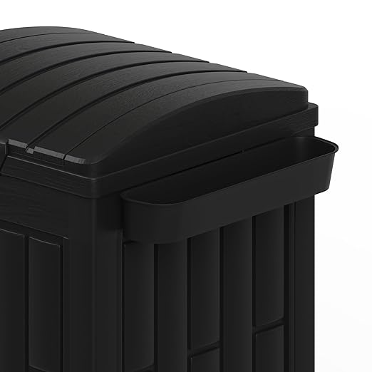 30 Gallon Black Outdoor Trash Can with Hinged Lid, Weather-Resistant Resin Waste Container for Patio, Backyard, Pool Area, Home & Commercial Use
