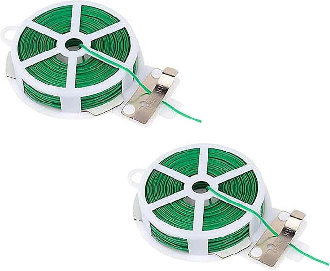 YIKANGHENG Garden Wire with Cutter, 2 Pcs Total 656 Feet/ 200 Meter Soft Iron Wire Horticultural Tying Line for Binding and Fixing of Fruit, Flower, Plants and Vegetables (2, Green)