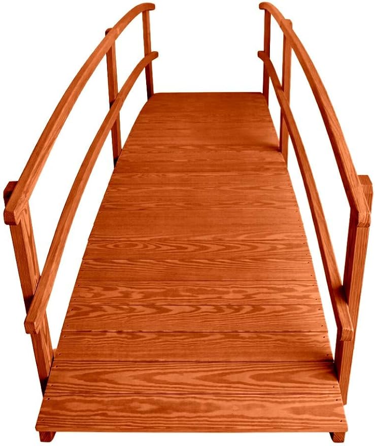 10 FT Cedar Amish Made Garden Bridge with Double Rails for Walkway, Backyard Pond & Landscaping, Outdoor Wooden Footbridge for Koi Pond, Japanese Style Decorative Bridge, Made in USA