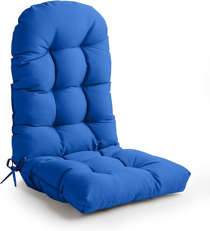 Adirondack Chair Cushion, High Back Patio Cushions with Adjustable Ties, 48.8x20.4x4.3, Waterproof Tufted Pillow, Fade Resistant Seat Rocking Chair Cushion for Indoor/Outdoor, Marine Blue, 1