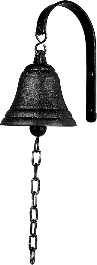 Vintage Cast Iron Dinner Bell as Entry Door Bell, Outside Hanging Decor or Indoor Decoration Wall Antique Farm and Front Gate Bell, Black