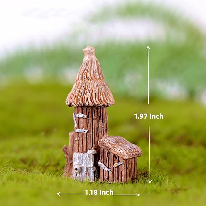LONCESS Fairy Garden Accessories Miniature Tree House Bridge Mini Lighthouse Water Well Bridge Figurines Pond Lawn Ornament Figurines for DIY Craft Garden Decor,12 Peices