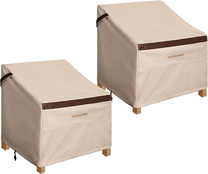 40''W x 40''D x 36''H Oversized Outdoor Recliner Chair Cover 2 Pack, Patio Adirondack Deep Seat Single Armchair Waterproof Fade-Resistant Beige Lawn Deck Furniture Cover
